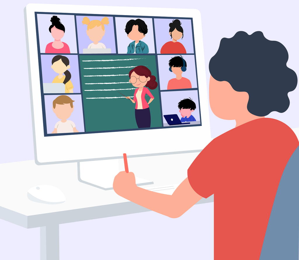 Illustration: Person lernt digital am PC