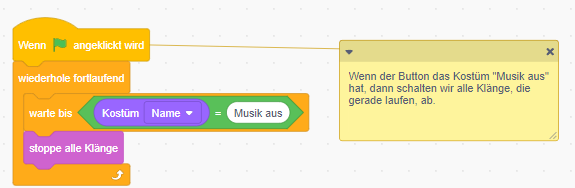 Schritt 7 - Programmcode Hintergrundmusik ausschalten