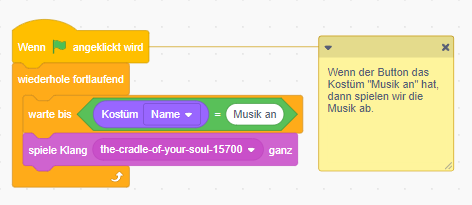 Schritt 6 - Programmcode Hintergrundmusik anschalten