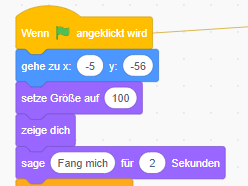 Scratch Code zum Spinne initialisieren