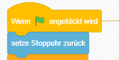 Scratch Code zum Stoppuhr zurücksetzen