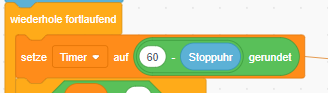 Scratch Code zum Timerwert anpassen