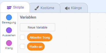 Screenshot einfache Variablen in der Übersicht
