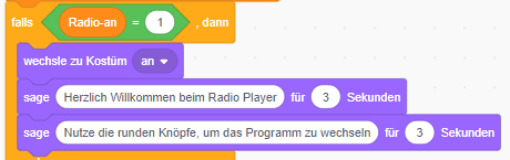 Screenshot Programcode "Radio an"