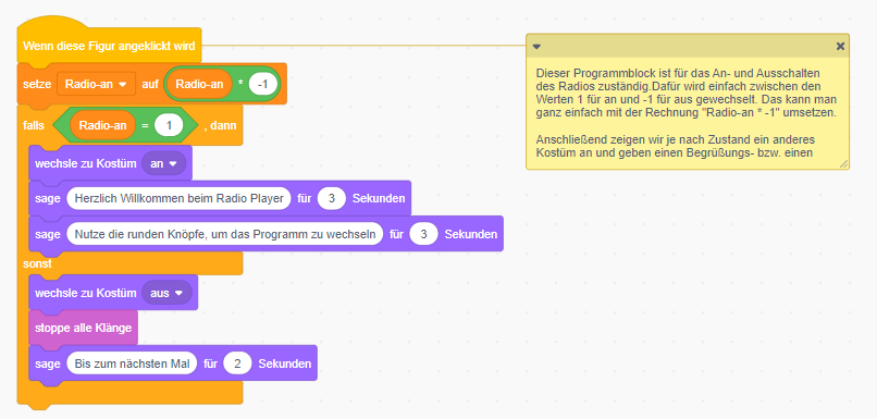 Screenshot Programmcode "An-/Aus-Funktion"