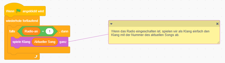 Screenshot Programmcode "Aktuelles Lied abspielen"