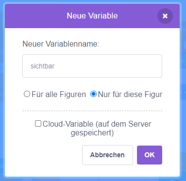 Screenshot Variable sichbar