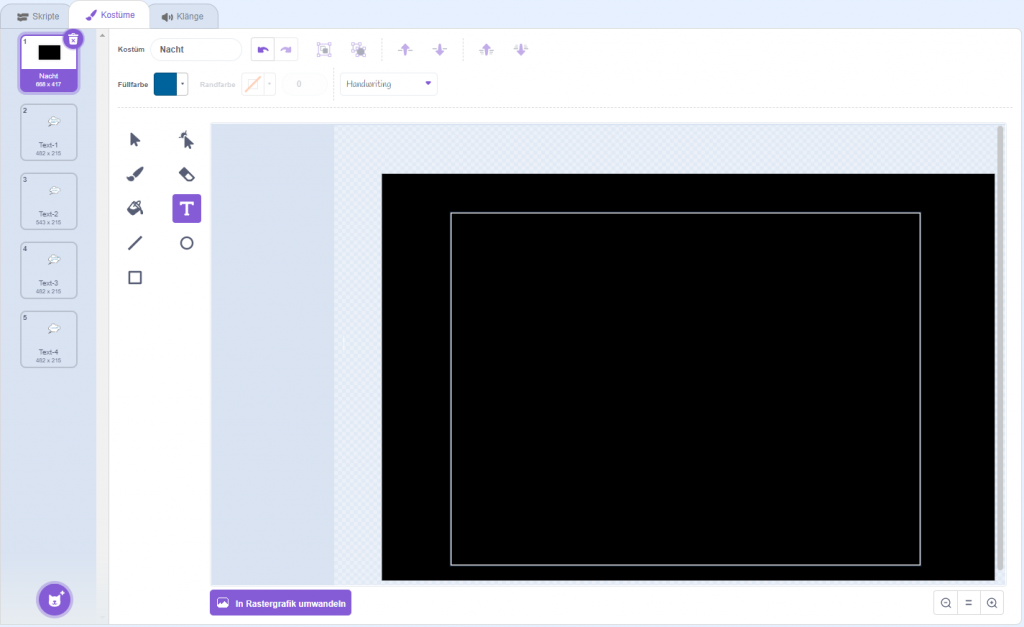 Screenshot Kostüm 1 Textdialoge