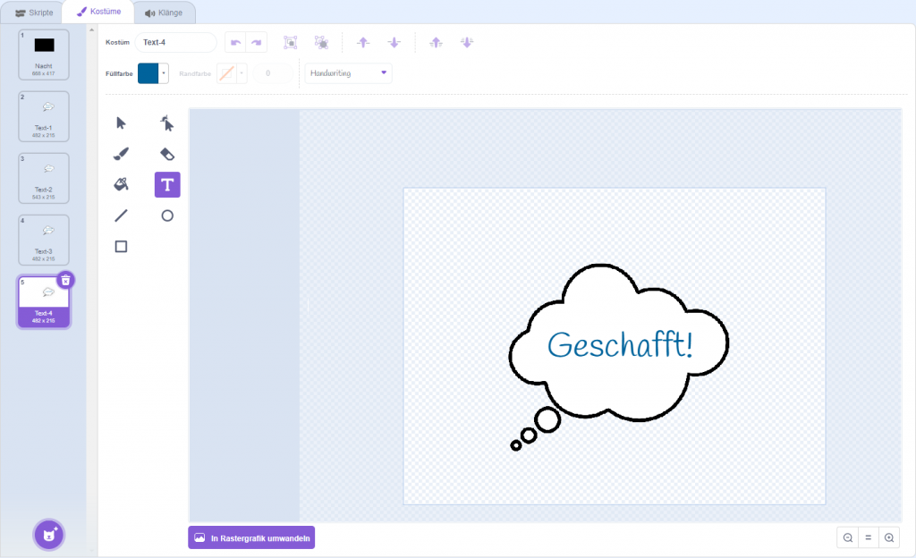 Screenshot Kostüm 5 Textdialoge