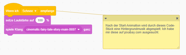 Screenshot Programmcode Hintergrundmusik