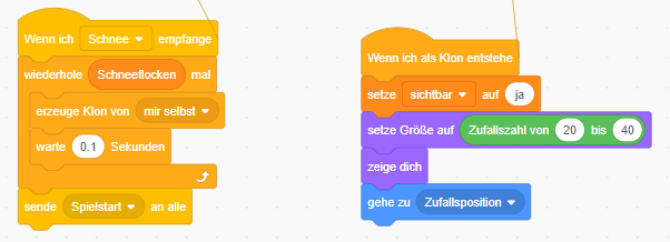 Screenshot Programmcode Schnee