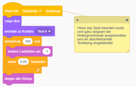 Screenshot Programmcode Ende Textdialoge.