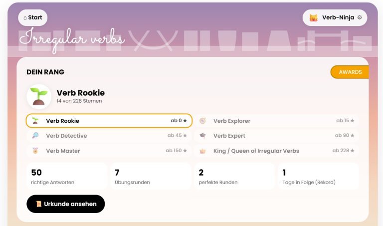 Interaktives Tool: Irregular Verbs